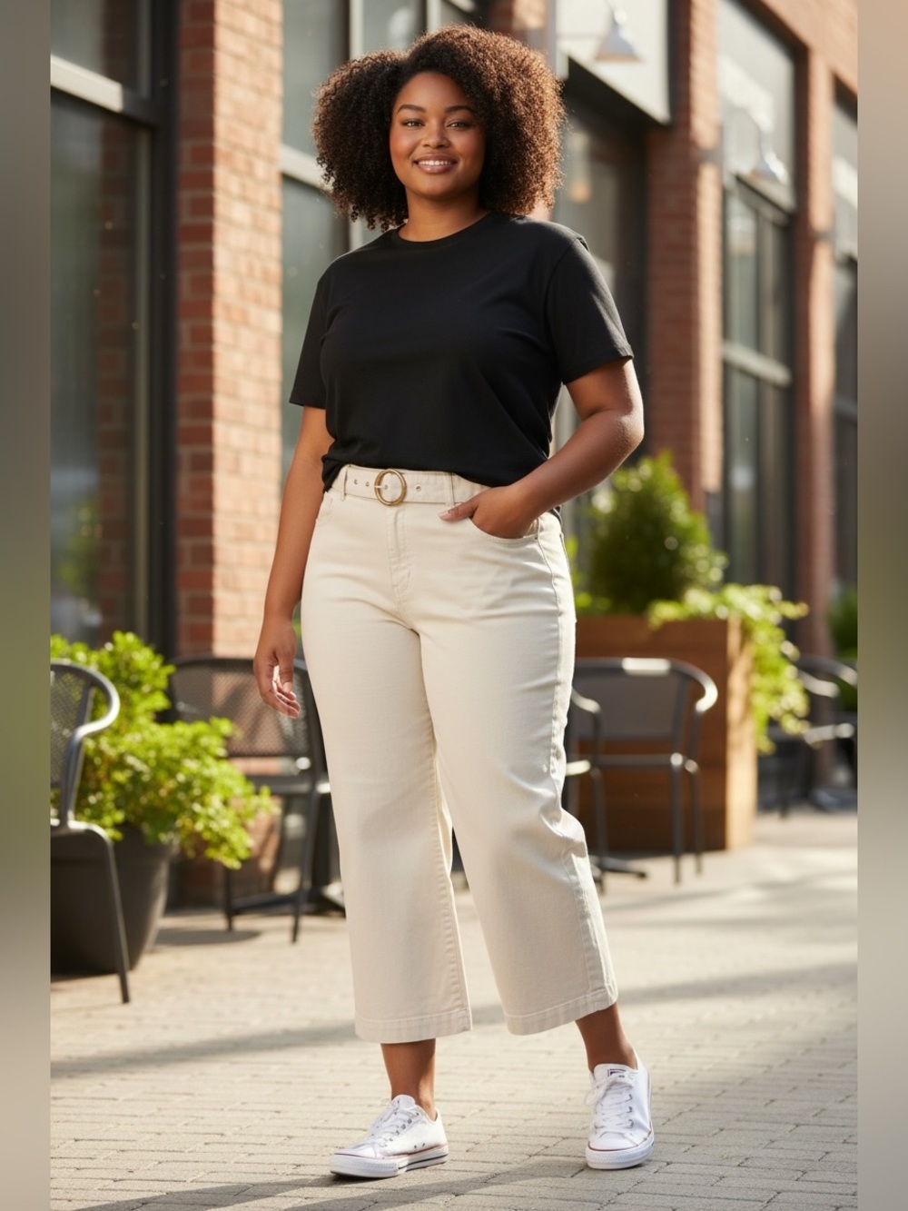 d. jeans High-Rise Cropped Jeans in Cream with Belt size 12